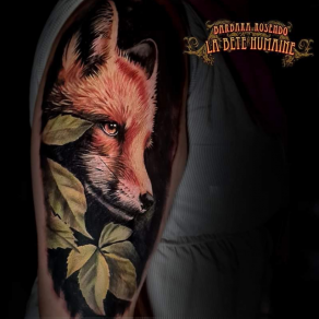 Barbara Rosendo, tatoueuse à Paris - Tête de renard réaliste tatouée en couleurs