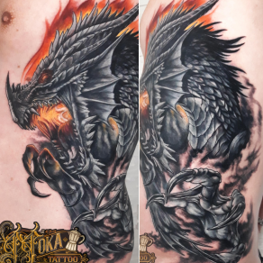 tatoueur-guest-paris-moka-tatouage-dragon-flammes-tattoo